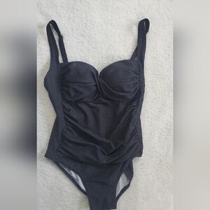 Shore Shapes‎ Swimsuit Retro Size 14 Black w/ White Polka Dots